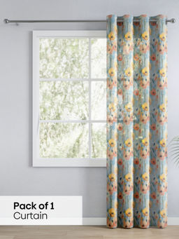 Haus & Kinder - Multi-Color Printed Sheer Bloom Impression Door Curtain (7 Feet)