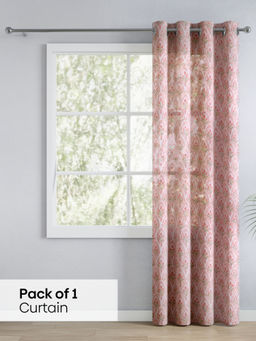 Haus & Kinder - White Printed Sheer Ornate Blossom Door Curtain (7 Feet)