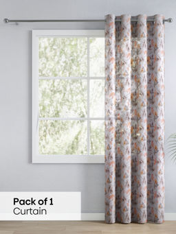 Haus & Kinder - White Printed Sheer Floral Drift Door Curtain (7 Feet)