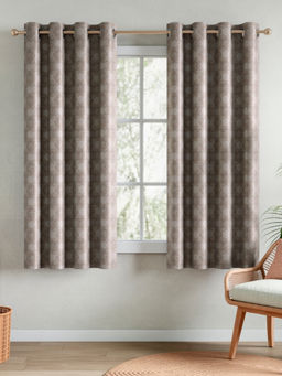 RIVERMOOR - Grey Elegant Printed Curtains (Pack Of 2)