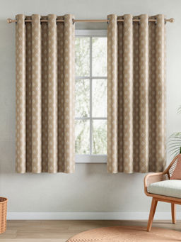 RIVERMOOR - Beige Elegant Printed Curtains (Pack Of 2)