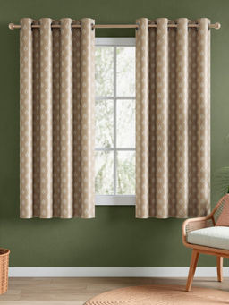 RIVERMOOR - Coffee Brown Elegant Printed Curtains (Pack Of 2)