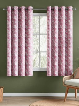 RIVERMOOR - Pink Soft Botanica Blush Polyester Printed Curtains (Pack of 2)