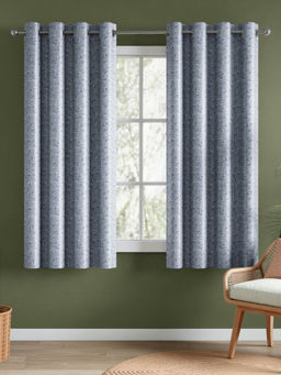 RIVERMOOR - Leaf Drift Grey Polyester Printed Curtains (Pack of 2)