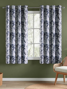 RIVERMOOR - Slate Garden Grey Polyester Printed Curtains (Pack of 2)