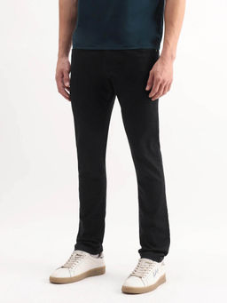 Rare Rabbit - Mens Korv-25 Black Cotton Blend Fabric Plain Jeans