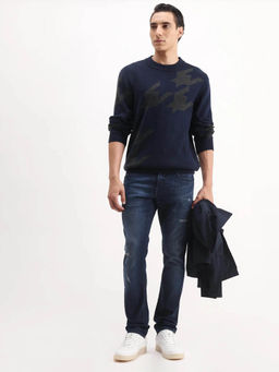 Rare Rabbit - Mens Snugh Navy Cotton Blend Fabric Hawk Regular Fit Plain Jeans