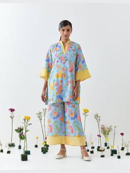 Chrkha - Gulrang- Blue Co-Ord Set