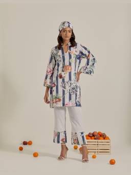 Chrkha - Bloom Navy Blue Co-Ord Set