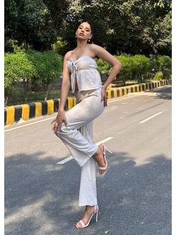 Shubh Shree Studio - Beige Striped Soft Serve Co-Ord Sets