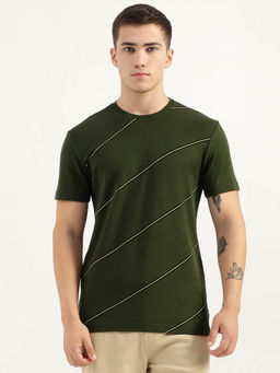 United Colors of Benetton - Relaxed Fit Crew Neck Striped Green T-Shirt
