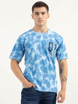 United Colors of Benetton - Boxy Fit Crew Neck Tie & Dye Blue T-Shirt