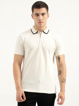 United Colors of Benetton - Regular Fit Textured White Polo T-Shirt