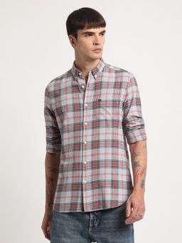 The Bear House - Men Multi Colour Checked Slim Fit Cotton Casual Shirt