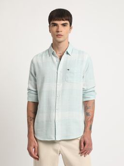 The Bear House - Men Blue Checked Fit Cotton Casual Shirt