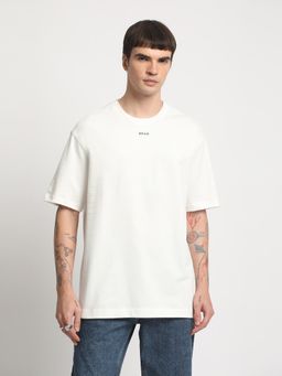The Bear House - Men White Printed Lose Fit Round Neck T-Shirt