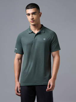 Technosport - Men Melange Slim Fit Polo Double Cool Sports T-shirt