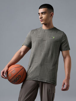 Technosport - Men Jacquard Slim Fit Round Neck Double Cool Sports T-shirt