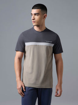 Technosport - Men Colorblock Slim Fit Round Neck T-shirt