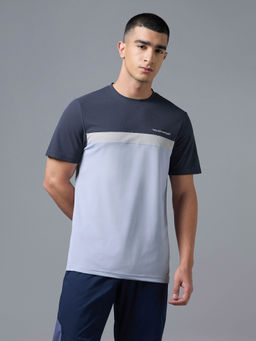 Technosport - Men Colorblock Slim Fit Round Neck T-shirt