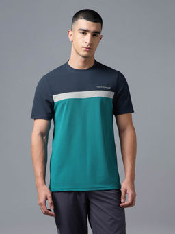 Technosport - Men Colorblock Slim Fit Round Neck T-shirt