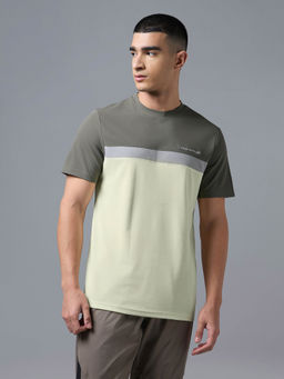 Technosport - Men Colorblock Slim Fit Round Neck T-shirt