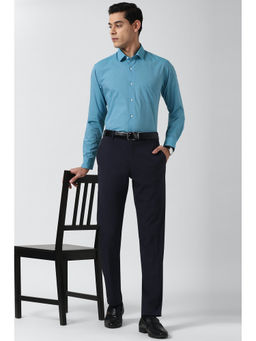 Peter England - Men Blue Full Sleeves Formal Shirt