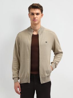 Arrow - Sports Beige Solid Full Sleeves High Neck Jacket