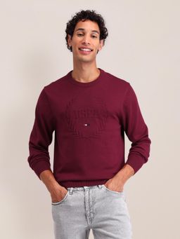 U.S. POLO ASSN. - Purple Typography Full Sleeves Round Neck Sweaters