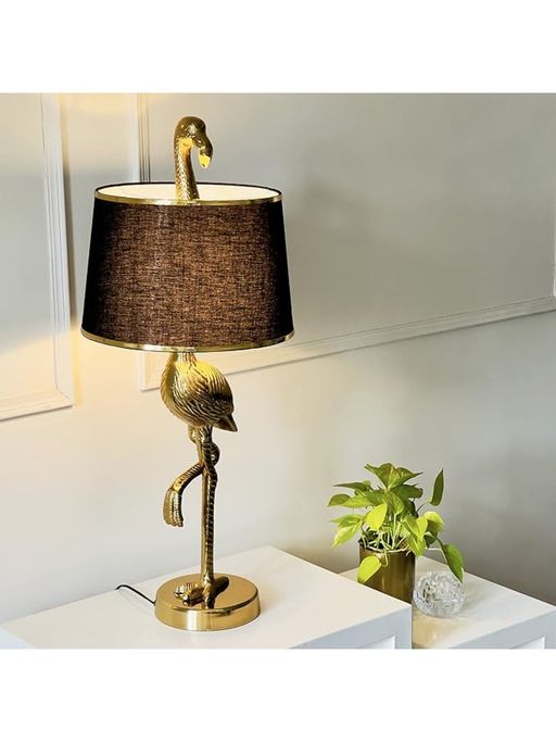 CasaGold Antique Brass Finish Metal Design Flamingo Table Lamp
