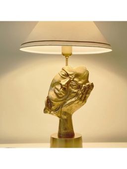 CasaGold - Antique Brass Finish Metal | Design Face Mask | Table Lamp