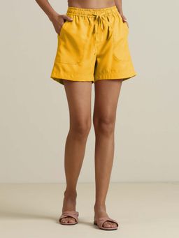 trueBrowns - Yellow Cotton Blend Shorts