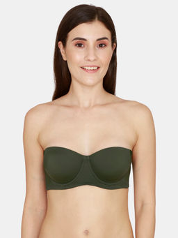 Zivame - Firefly Dreams Padded Wired 3/4Th Coverage Strapless Bra - Kombu Green