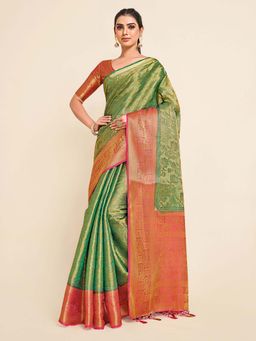Mimosa - Women'S Kanjivaram Art Silk Saree With Unstiched Blouse