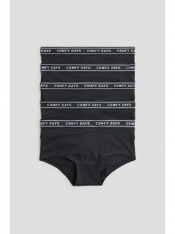 H&M - Girls Black 5-Pack Cotton Hipster Briefs