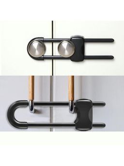 Safe-O-Kid - 1 PCS Heavy Duty U Shaped Cabinet and Door Lock, Black (0-36 Months)