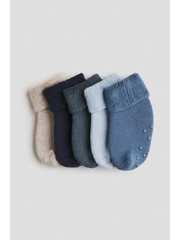 H&M - Unisex Multi-Color 5-Pack Anti-Slip Terry Socks