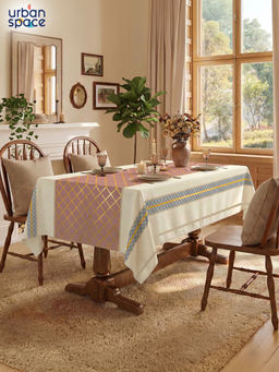 Urban Space - Zari Jaal Dusty Pink Cotton Dining Table Cover