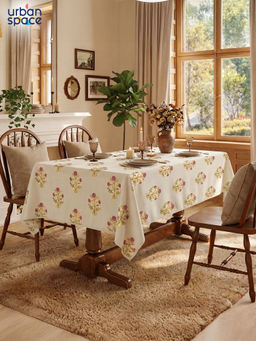 Urban Space - Zari Mohar Pink Cotton Dining Table Cover