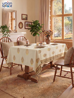 Urban Space - Zari Buta Brown Cotton Dining Table Cover