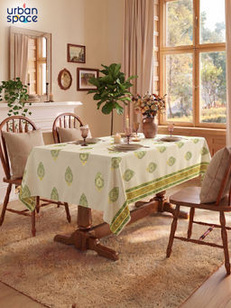 Urban Space - Zari Buta Sage Green Cotton Dining Table Cover