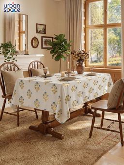 Urban Space - Zari Mohar Blue Cotton Dining Table Cover