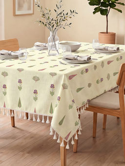Urban Space - Orchard Green Cotton Decorative Tassels Dining Table Cover