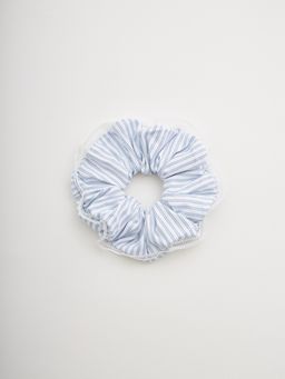 Pomelo - Lace Trim Stripe Scrunchie - White