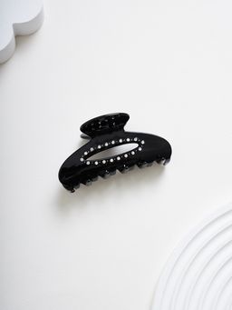 Pomelo - Rhinestone Detail Hair Clip - Black