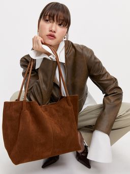 Pomelo - Vegan Suede Leather Bag - Brown