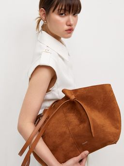 Pomelo - Vegan Suede Leather Bag - Light Brown