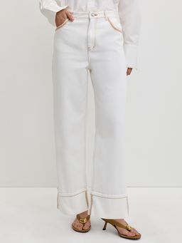 Pomelo - Folded Hem Jeans - White