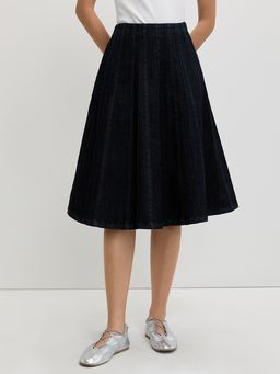 Pomelo - Textured Denim Skirt - Dark Blue
