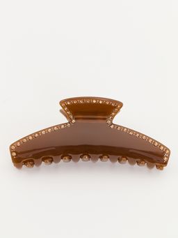 Pomelo - Glitter Trim Hair Claw - Brown